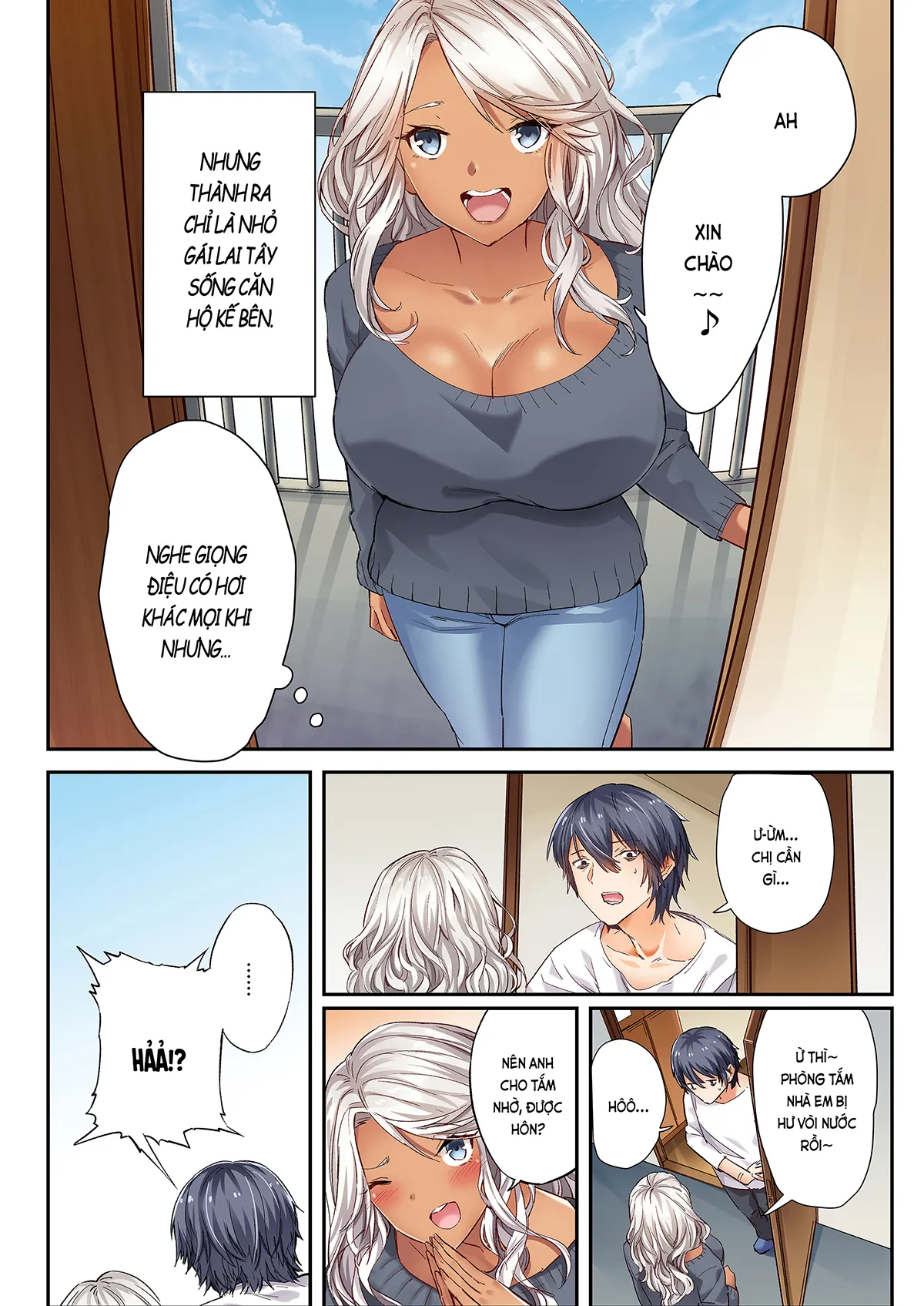 HentaiVN.net - Ảnh 3 - Gái lai Tây nhà bên mê trai thiệt nhưng lại tốt không ngờ (nguyên tác) [Tonari no Gyaru wa Mita mama Sukebe de Igai to Yasashii; 隣のギャルは見たままスケベで意外と優しい] - Chap 1