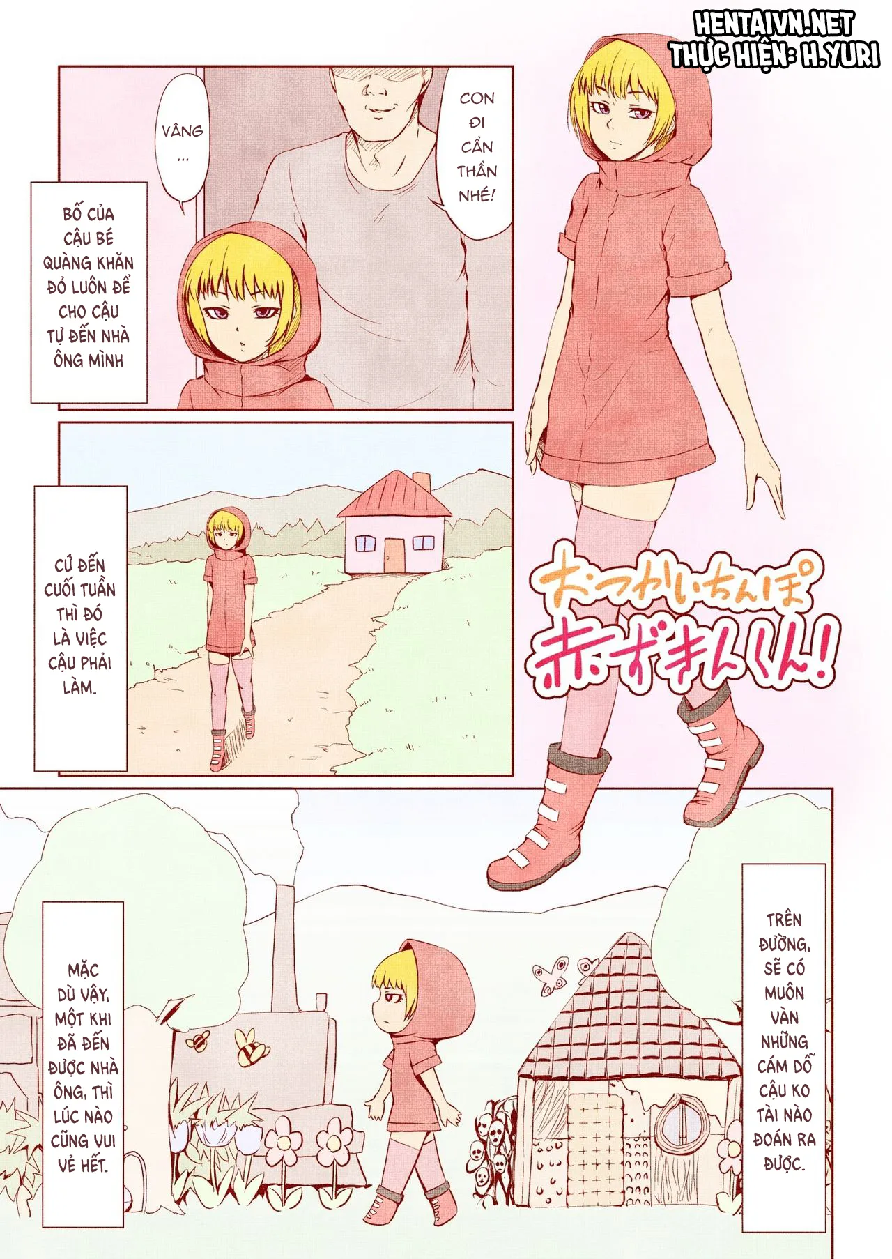 HentaiVN.net - Ảnh 3 - Cậu bé quàng khăn đỏ [Otsukai Chinpo Akazukin-kun!; おつかいちんぽ赤ずきんくん!] - Chap 1