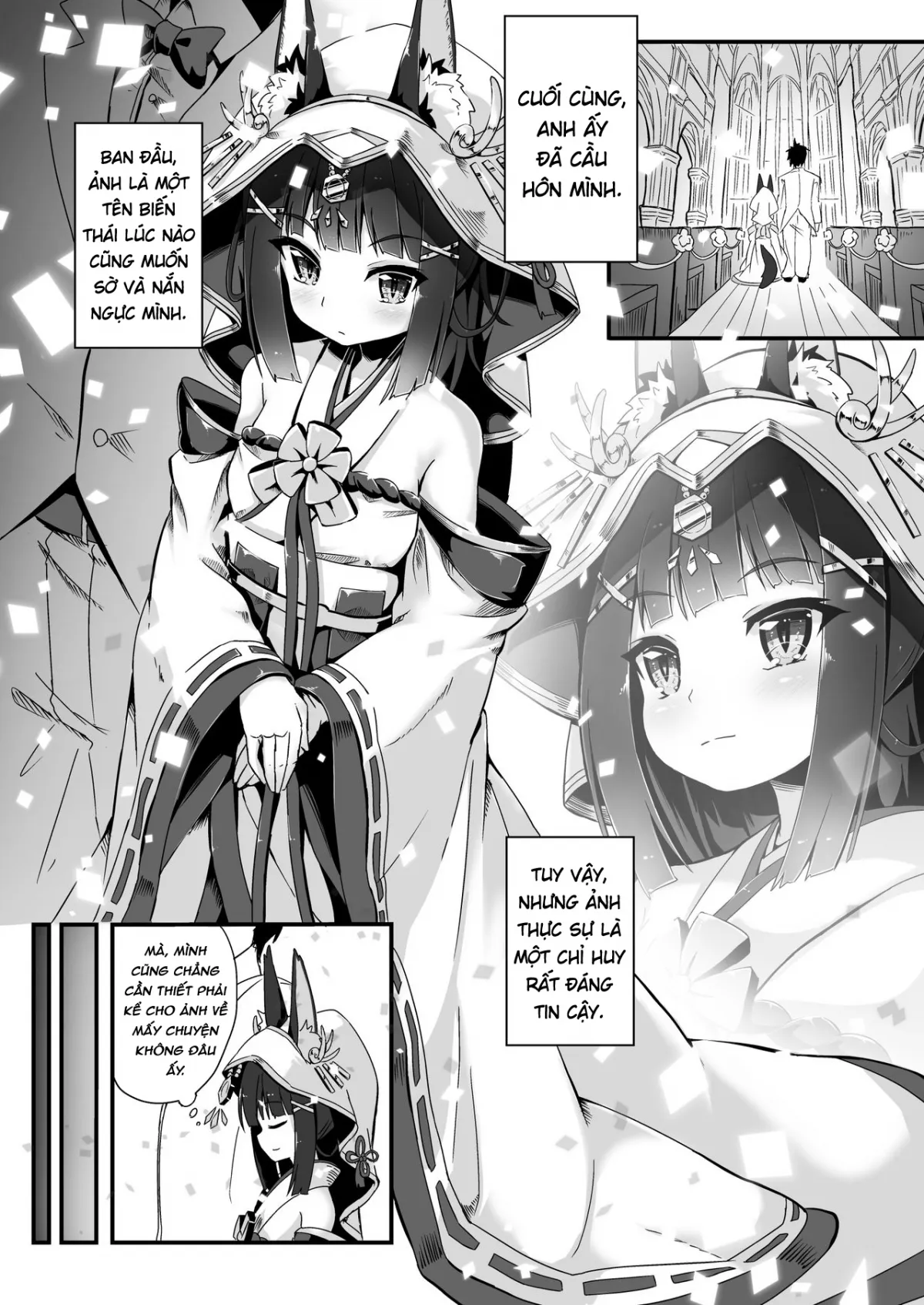 HentaiVN.net - Ảnh 3 - Đêm Tân Hôn Của Nagato Trong Bộ Váy Cưới (Azur Lane) [Kekkon Ishou de Shinkon Shoya | First Night in the Wedding Dress] - Chap 1