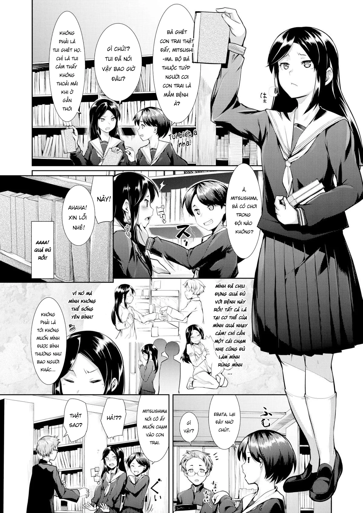 HentaiVN.net - Ảnh 3 - Sự cố bất ngờ trong thư viện [Suddenly in the Library] - Chap 1