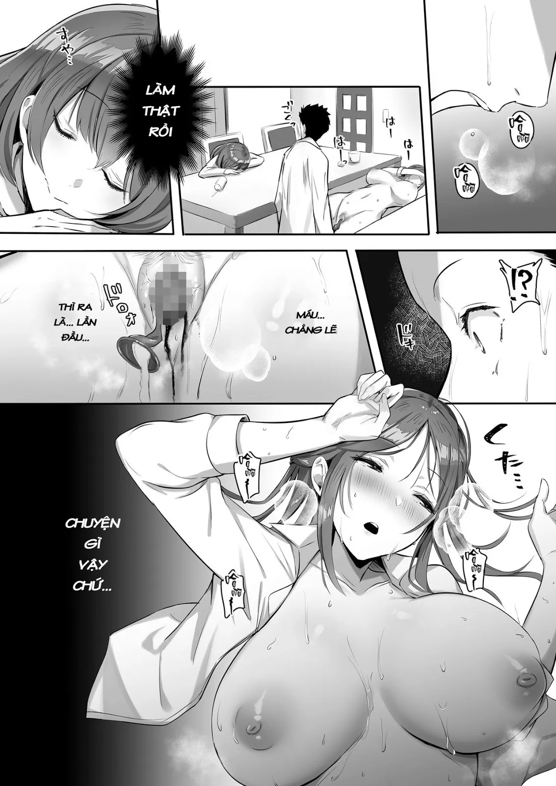 HentaiVN.net - Ảnh 20 - Kanojo Ni Wa Ienai… Kyonyuu Joushi To Hamemakuri SEX Zangyou - Chap 1
