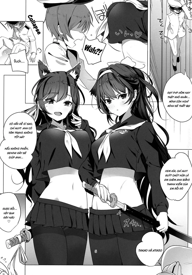 HentaiVN.net - Ảnh 4 - Làm Tình Cùng Hai Chị Em Atago Và Takao (Azur Lane) [放課後誘惑高雄と愛宕 (アズールレーン)] - Chap 1