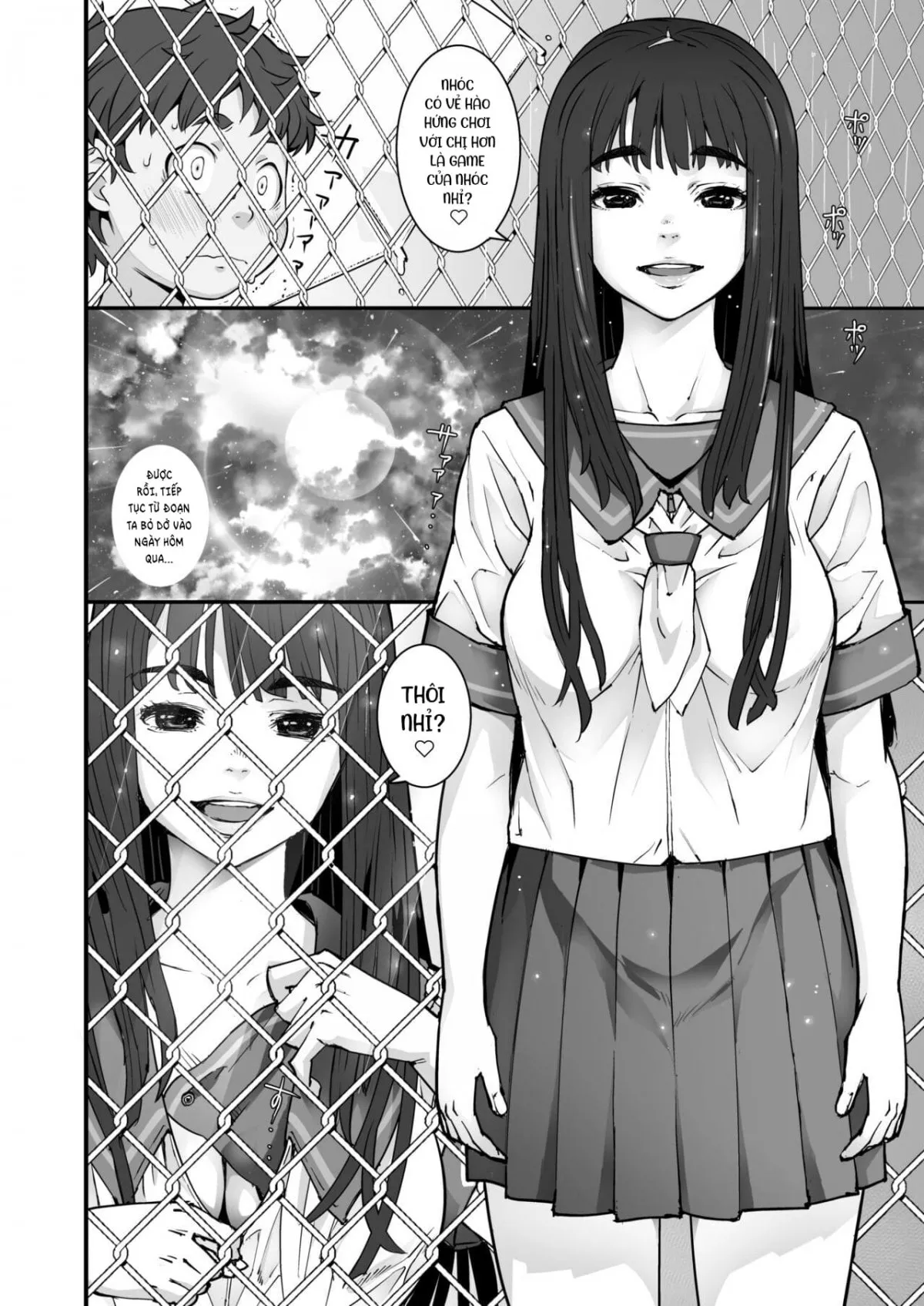 HentaiVN.net - Ảnh 10 - Ký ức ngày hè qua hàng rào lưới thép [Kanaami Goshi no Natsuyasumi] - Chap 1