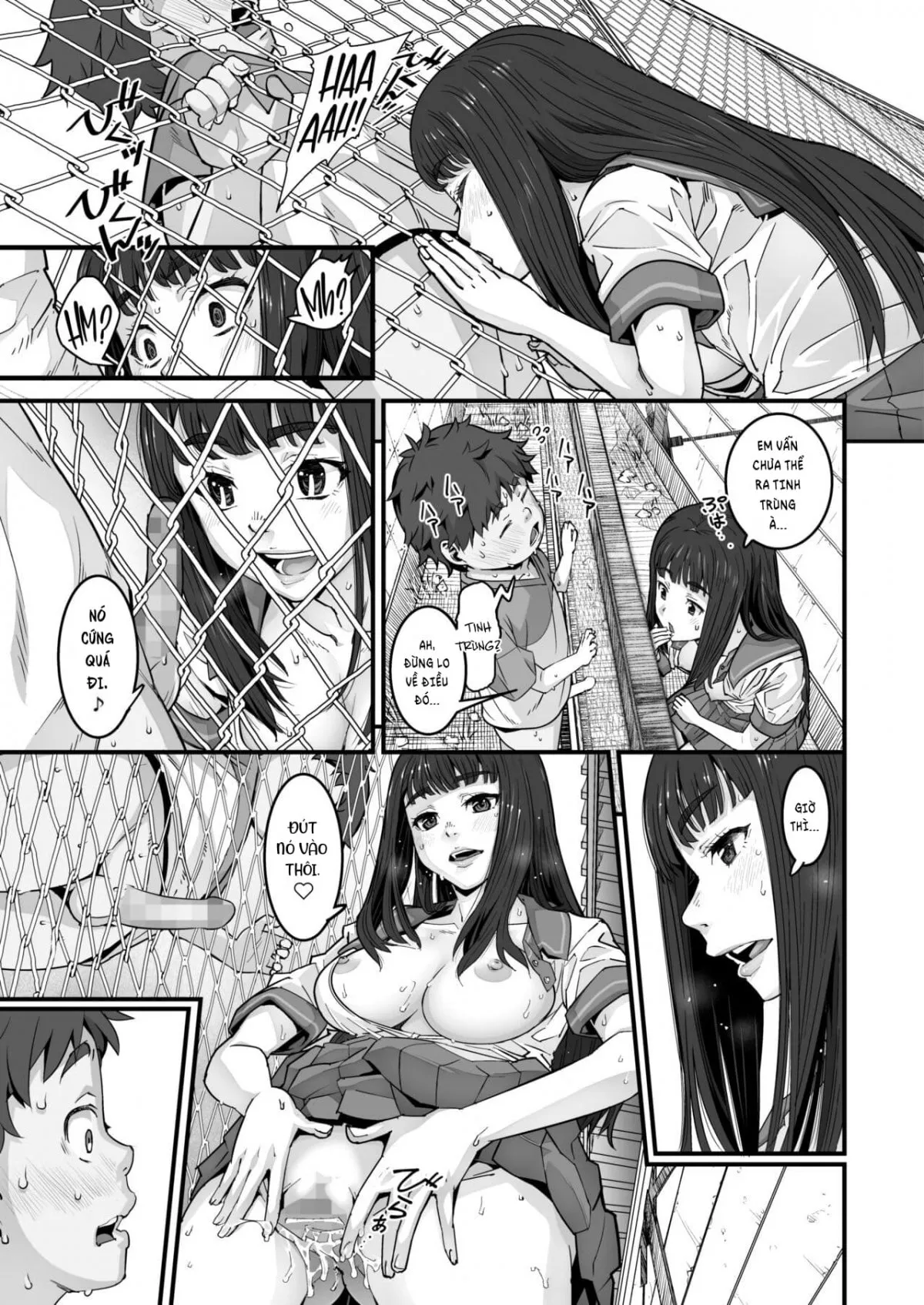 HentaiVN.net - Ảnh 21 - Ký ức ngày hè qua hàng rào lưới thép [Kanaami Goshi no Natsuyasumi] - Chap 1