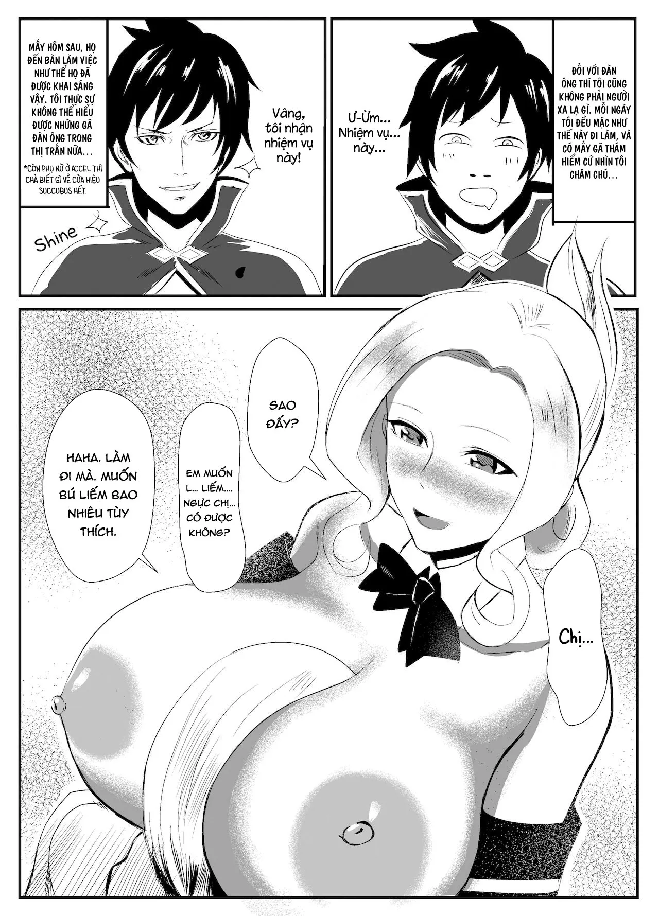 HentaiVN.net - Ảnh 11 - Cô gái lễ tân và nhà mạo hiểm trẻ. [Uketsukejou to Chiisana Boukensha | The Receptionist and the Little Adventurer; 受付嬢と小さな冒険者] - Chap 1