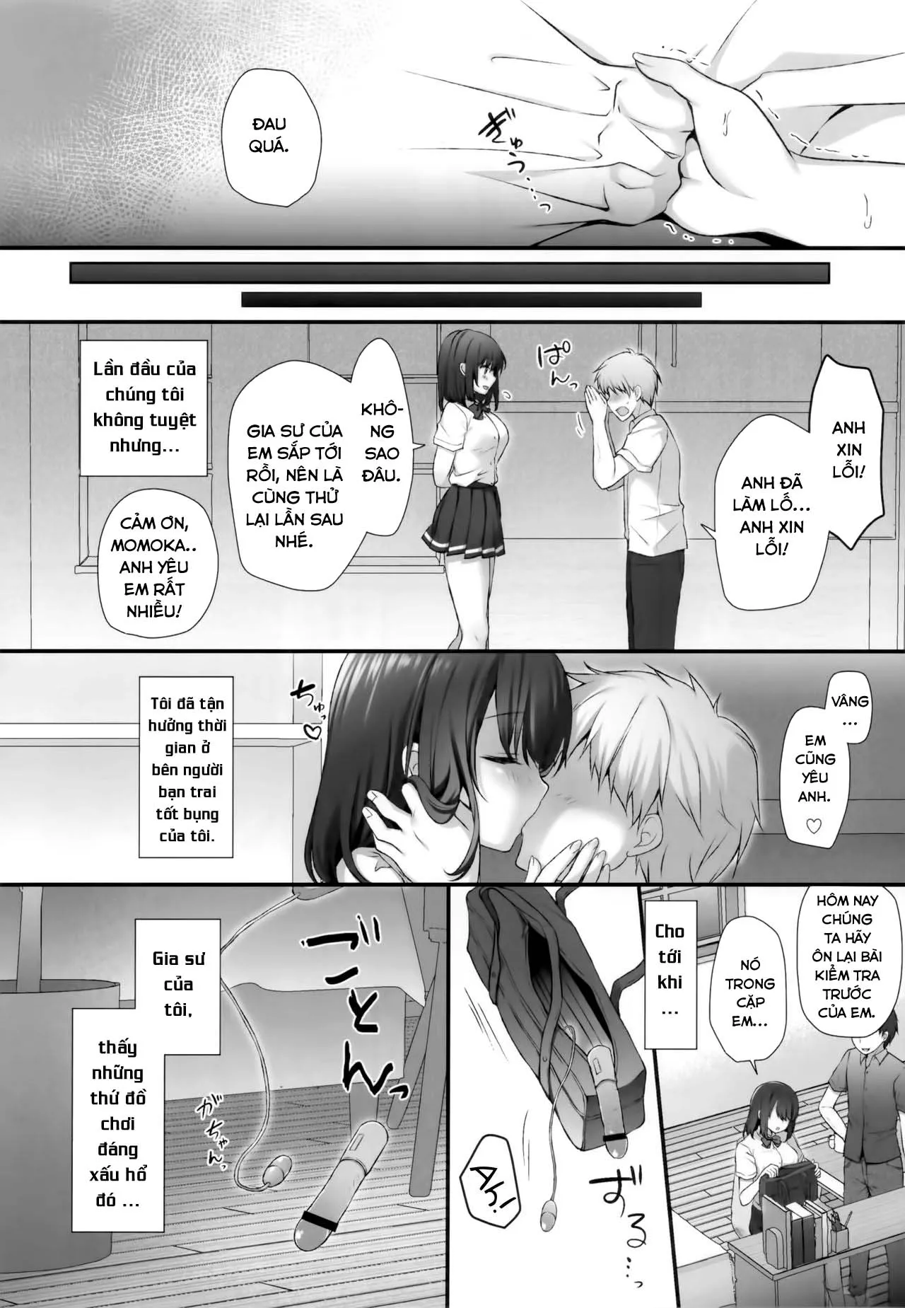 HentaiVN.net - Ảnh 4 - Sensei đừng mà~ [Sensei Dame desu... ~Kyonyuu Shoujo Momoka no Futaana Omocha Seme~ ; Sensei We Shouldn't...] - Chap 1