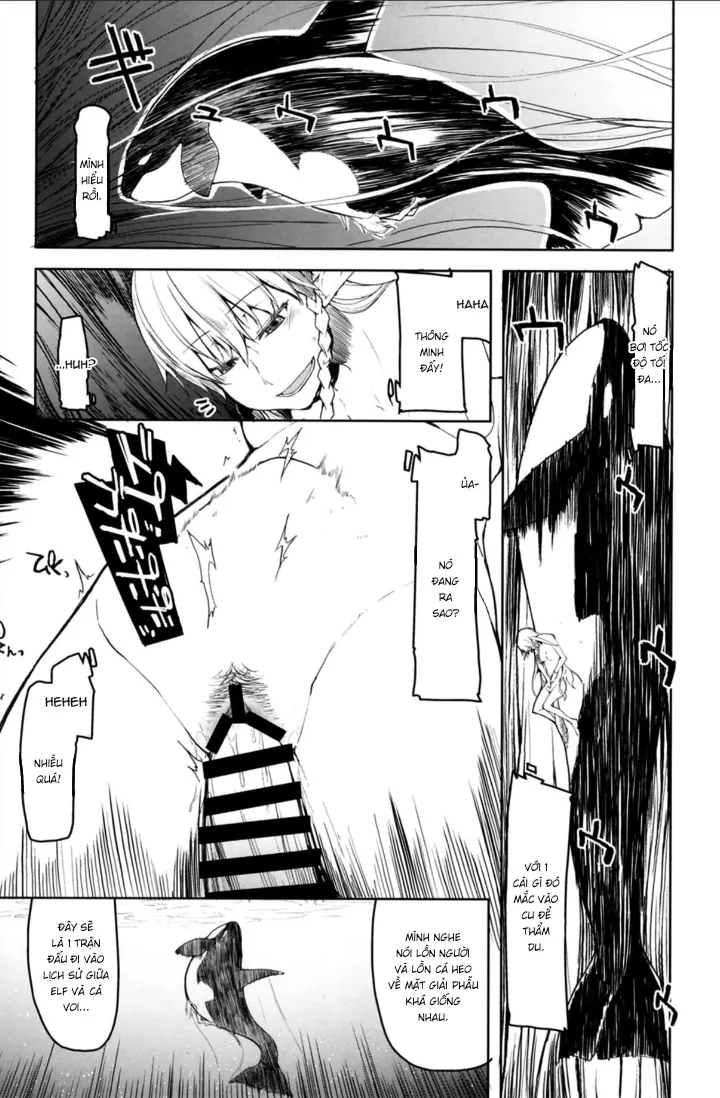 HentaiVN.net - Ảnh 23 - Đụ cá voi. [Dosukebe Elf no Ishukan Nikki 7] - Chap 1