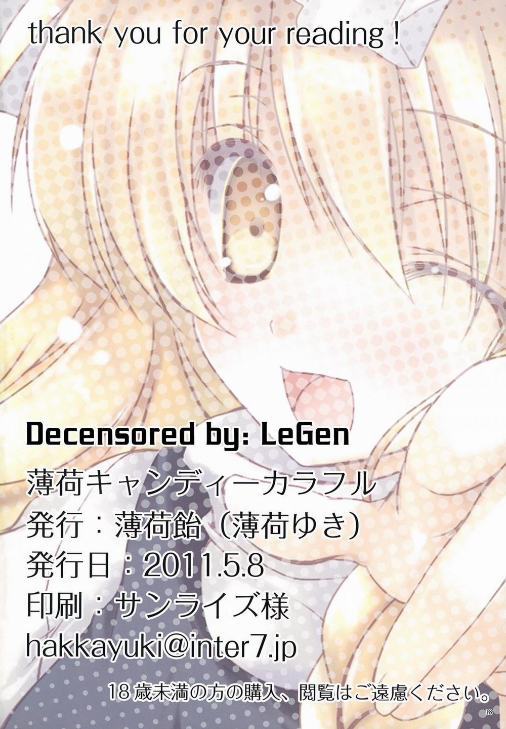 HentaiVN.net - Ảnh 18 - Kẹo Bạc Hà Colorful (Touhou) [Hakka Candy Colorful (Touhou Project); 薄荷キャンディーカラフル (東方Project)] - Chap 1