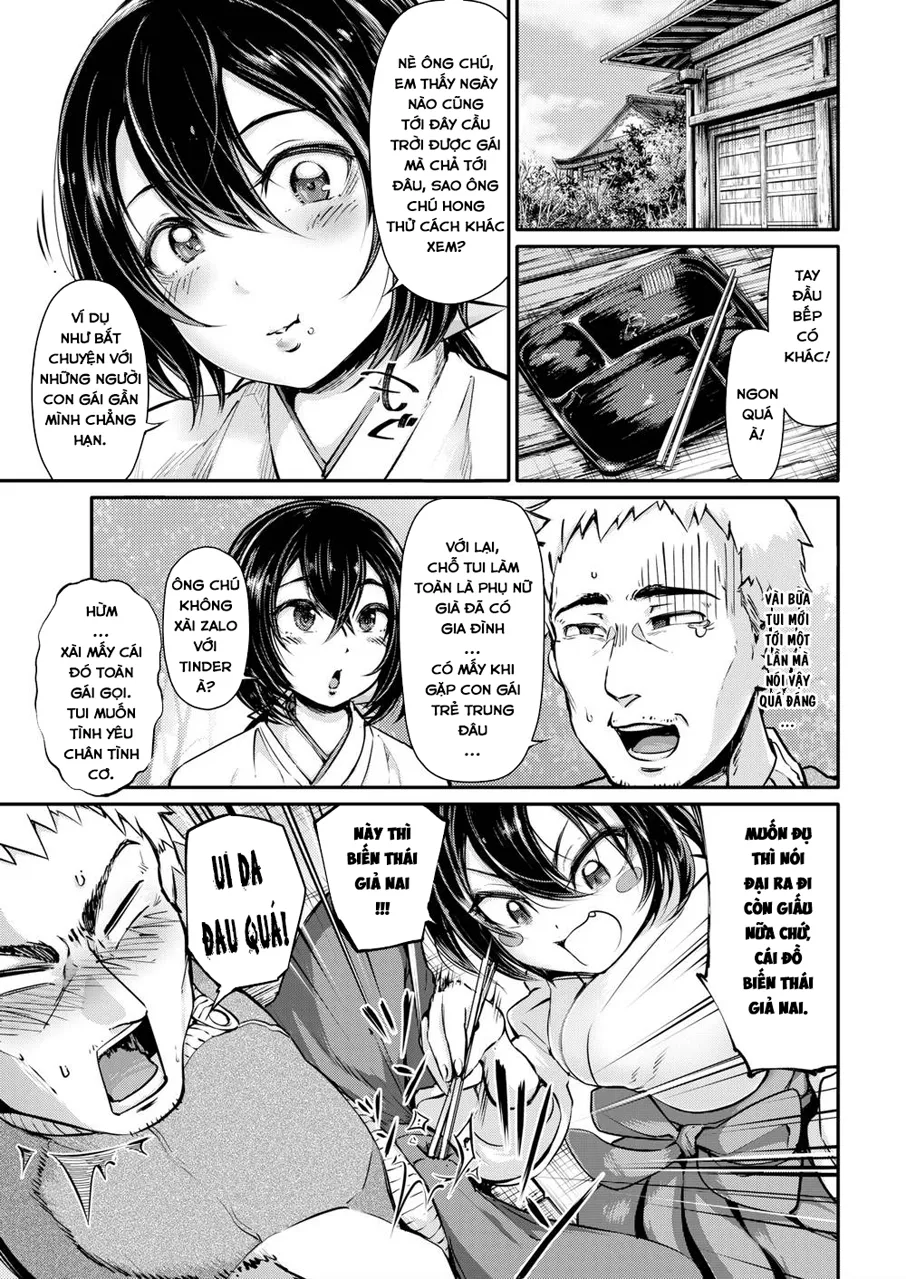HentaiVN.net - Ảnh 4 - Em Nữ Đền Xinh Xắn và Ông Chú Già May Mắn! [Desire Priestess Akane-chan] - Chap 1