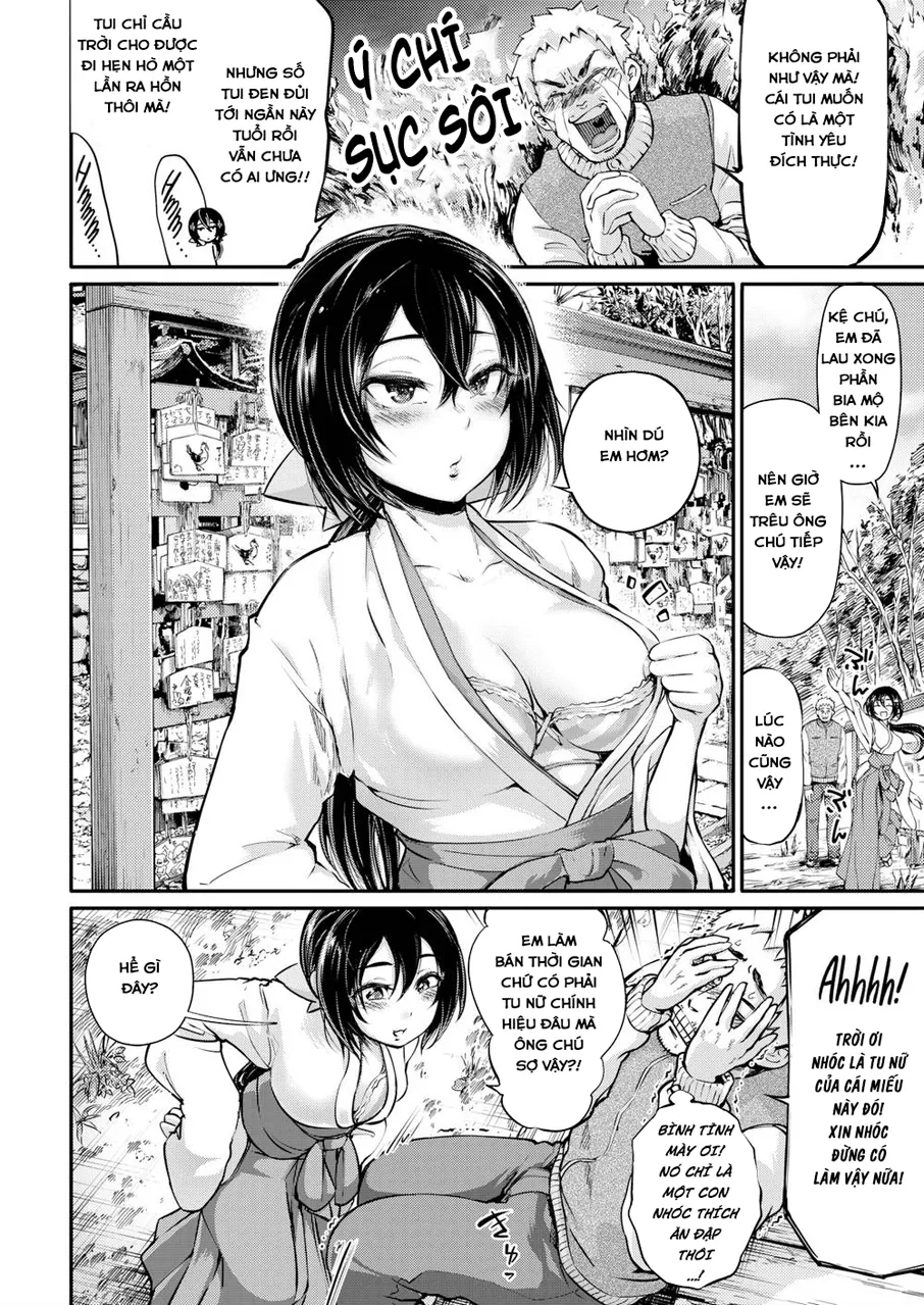 HentaiVN.net - Ảnh 5 - Em Nữ Đền Xinh Xắn và Ông Chú Già May Mắn! [Desire Priestess Akane-chan] - Chap 1