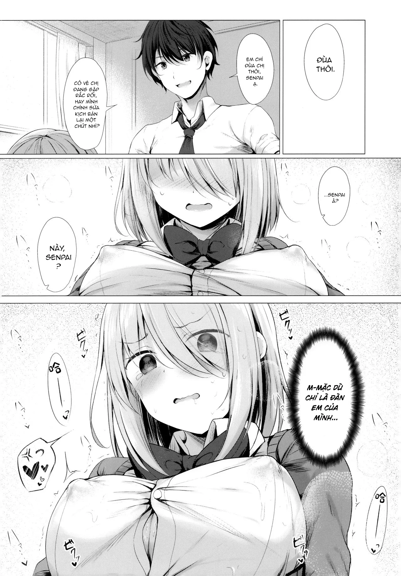 HentaiVN.net - Ảnh 7 - Dạy senpai thành diễn viên chuyên nghiệp [Boku no Loli Senpai wa Chiisai kedo Ookii Ken] - Chap 1