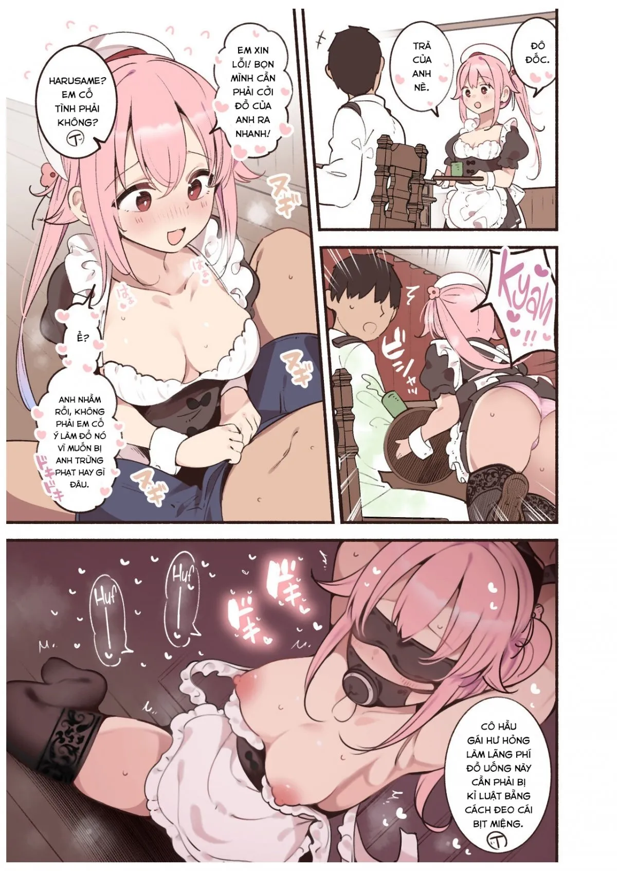 HentaiVN.net - Ảnh 4 - HarusaMaid ni Oshioki Imarachio [HarusaMaid's Deepthroat Punishment] - Chap 1