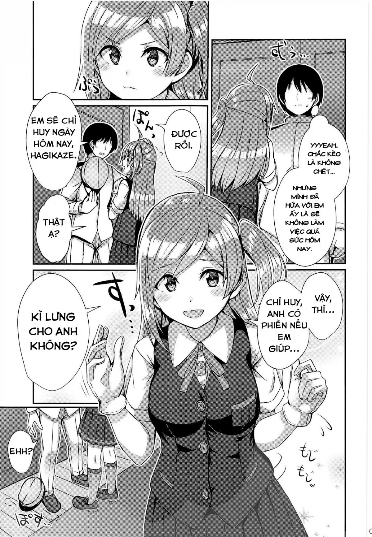 HentaiVN.net - Ảnh 5 - Anh không chờ được nữa, Hagikaze [Hagikaze ga Osenaka Nagashimasu ne ; The Wait is Over, Hagikaze] - Chap 1