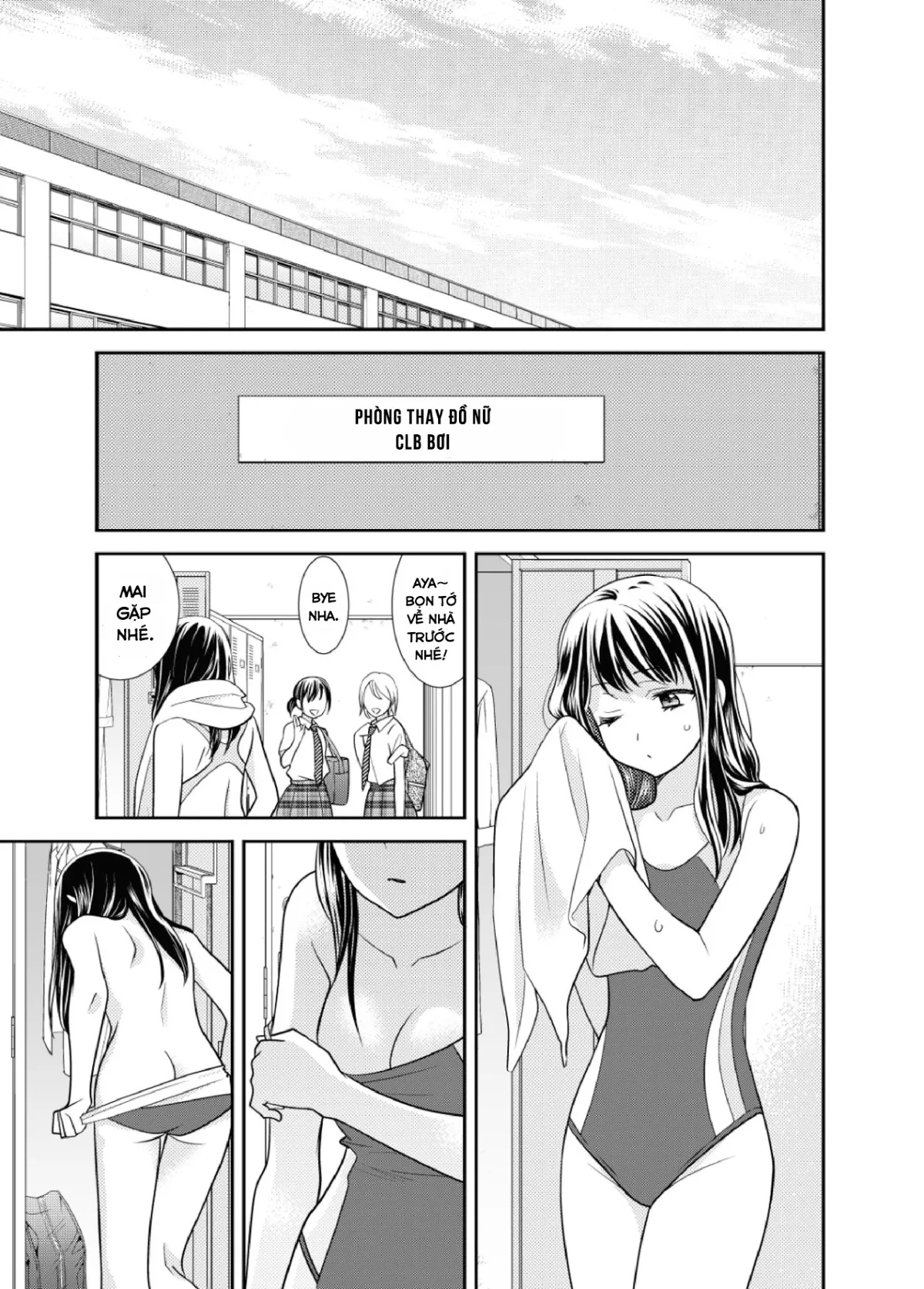 HentaiVN.net - Ảnh 4 - Tại sao cậu không nói yêu tớ? [Joshi Kouishitsu Suieibu, Phòng thay đồ nữ] - Chap 1