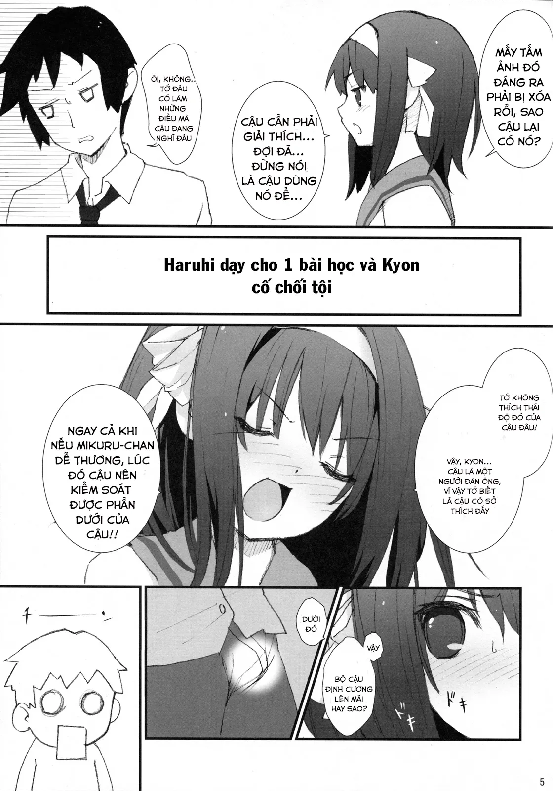 HentaiVN.net - Ảnh 4 - Honto wa Okotteru no yo! Baka... (Suzumiya Haruhi no Yuuutsu) [I Really Am Angry! Idiot...] - Chap 1