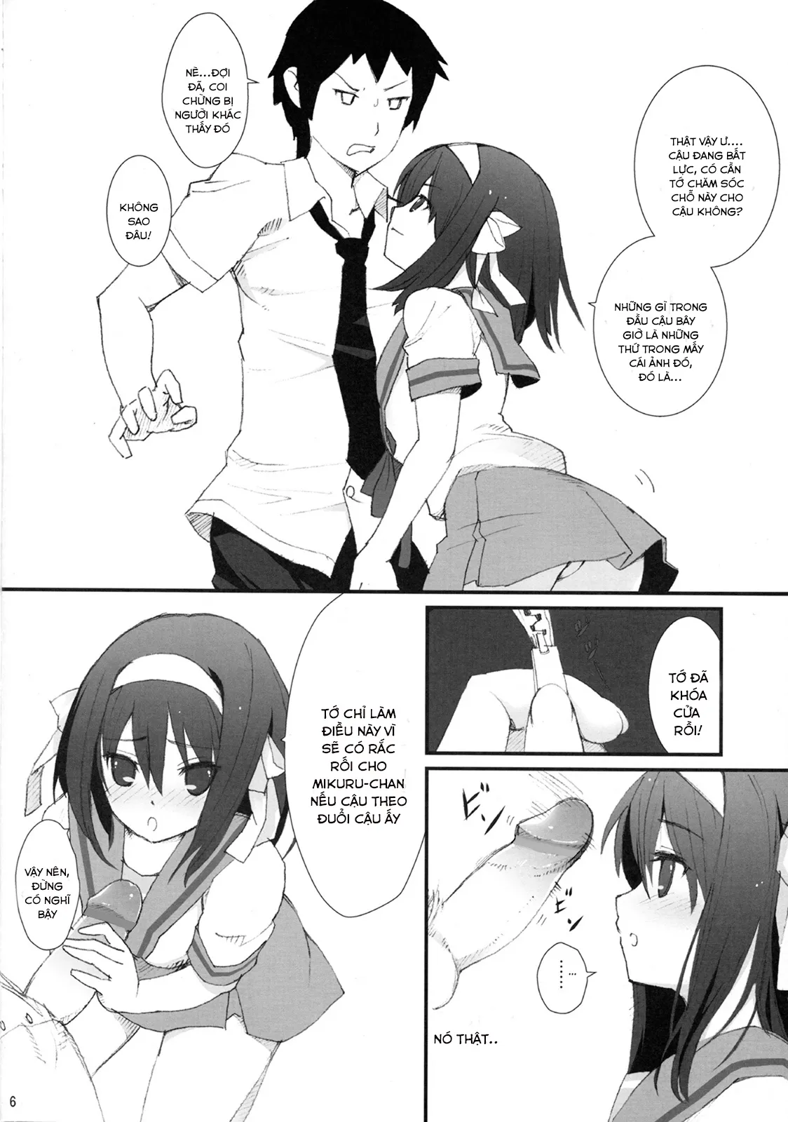 HentaiVN.net - Ảnh 5 - Honto wa Okotteru no yo! Baka... (Suzumiya Haruhi no Yuuutsu) [I Really Am Angry! Idiot...] - Chap 1