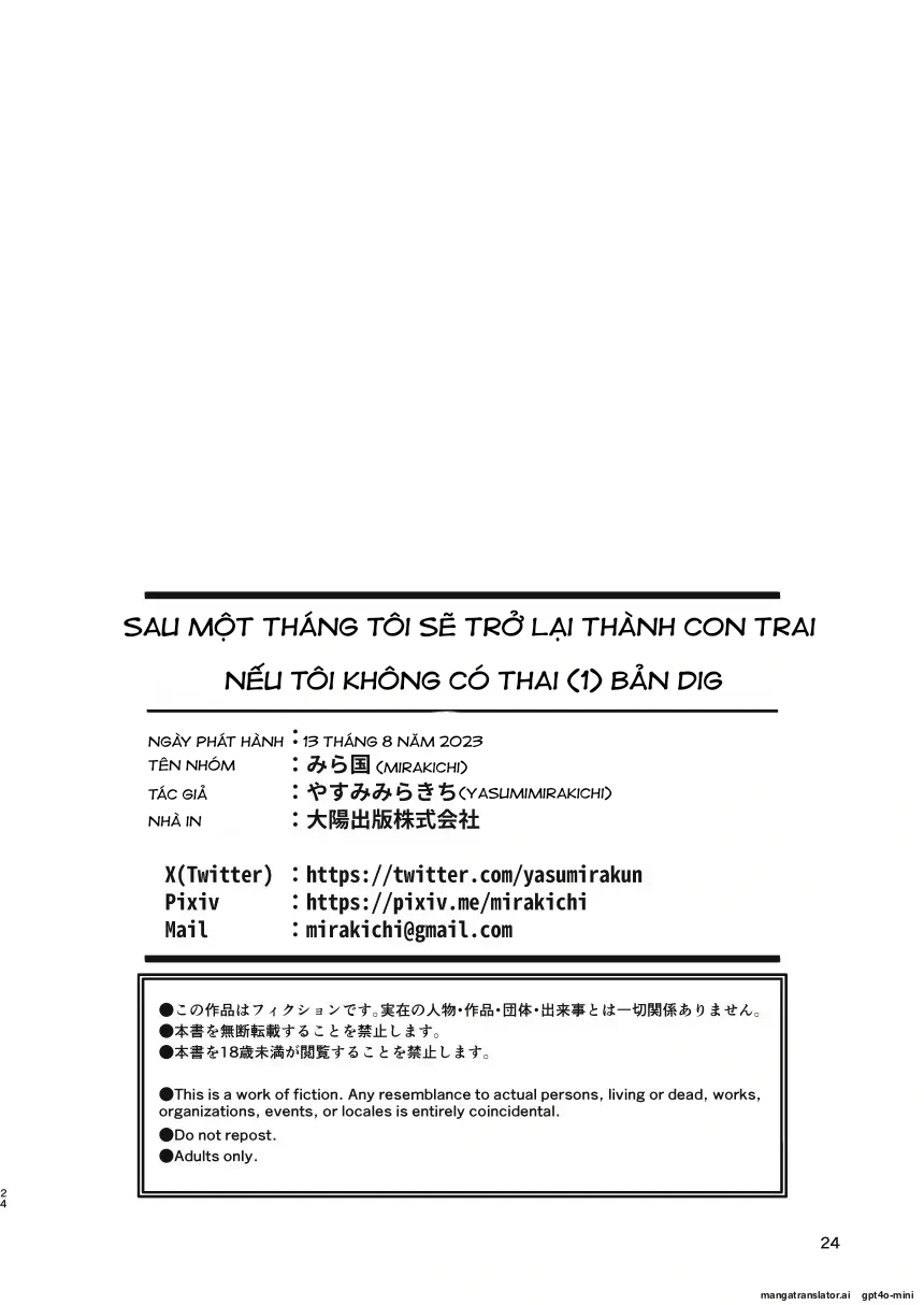 HentaiVN.net - Ảnh 24 - Miễn là tôi không có thai trong 1 tháng, tôi sẽ trở lại là con trai! - Chap 2