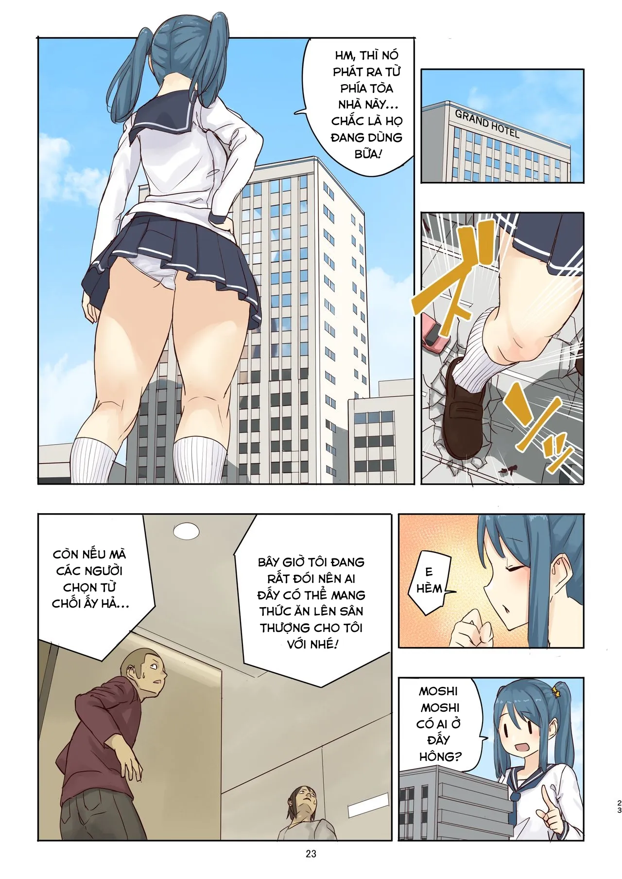 HentaiVN.net - Ảnh 23 - Đã đến lúc Fondue-chan chơi đùa cùng mọi người! [Zankoku Kyodai Musume Fondue-chan no Ecchi na Gyakusatsu] - Chap 1