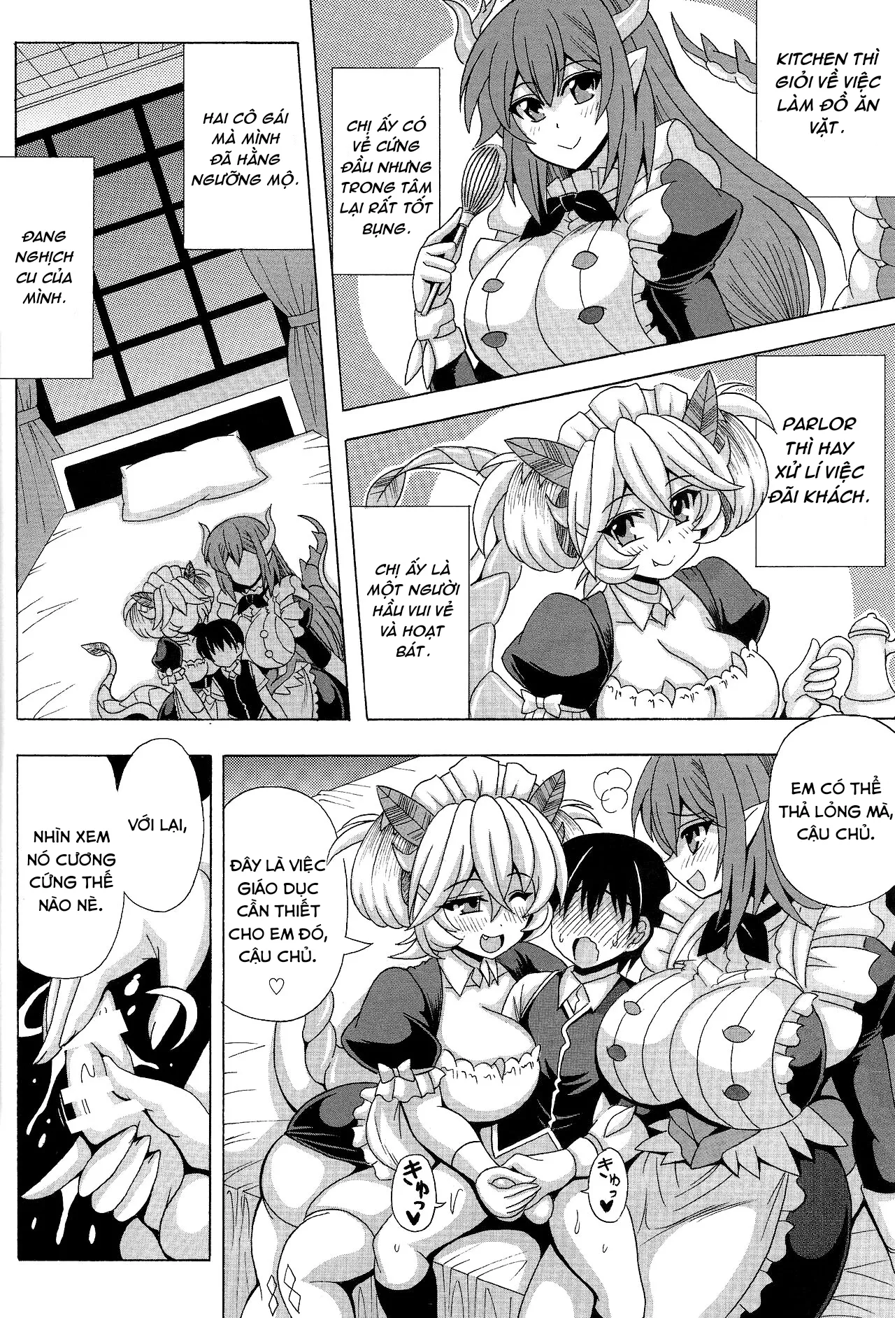 HentaiVN.net - Ảnh 3 - Cậu chủ nhỏ trai zin và lần đầu của những cô hầu rồng [Dotei Botchan to Dragon Maid no Fudeoroshi] - Chap 1