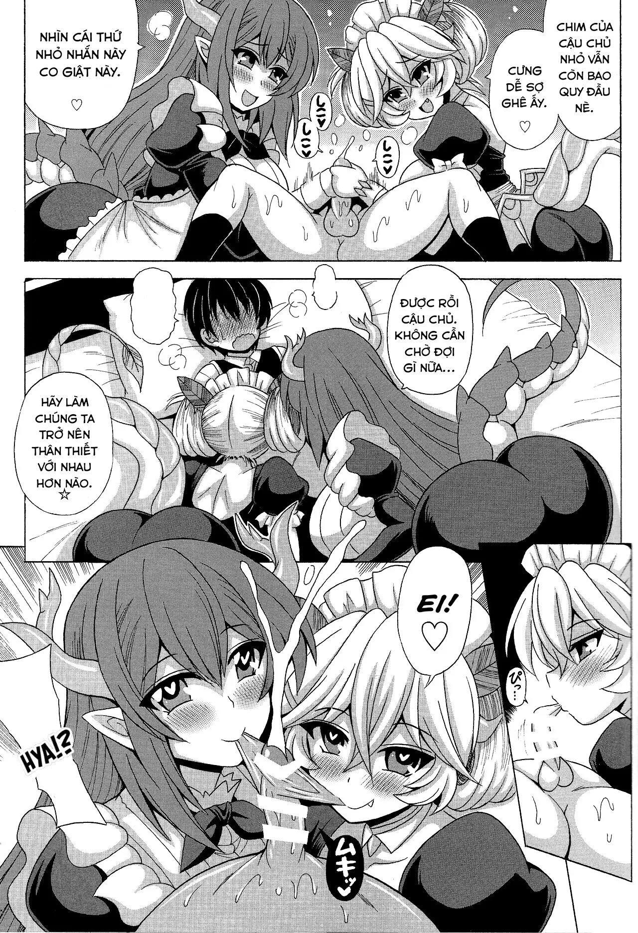 HentaiVN.net - Ảnh 4 - Cậu chủ nhỏ trai zin và lần đầu của những cô hầu rồng [Dotei Botchan to Dragon Maid no Fudeoroshi] - Chap 1