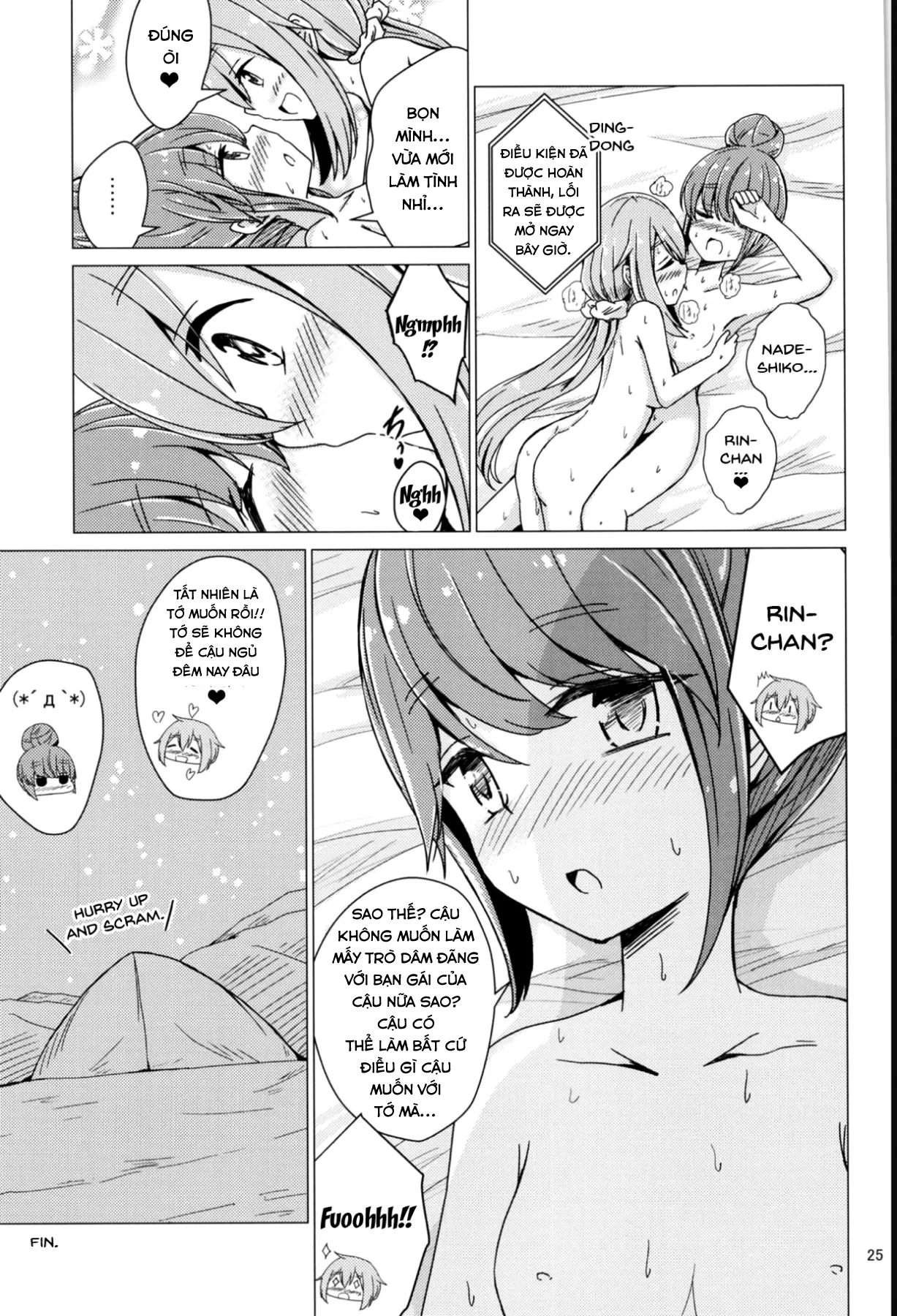 HentaiVN.net - Ảnh 21 - Sex Shinai to Derenai Tent ni Tojikomerareta NadeRin (Yuru Camp) [Nade And Rin Were Trapped Inside Their Tent Unless They Had Sex] - Chap 1