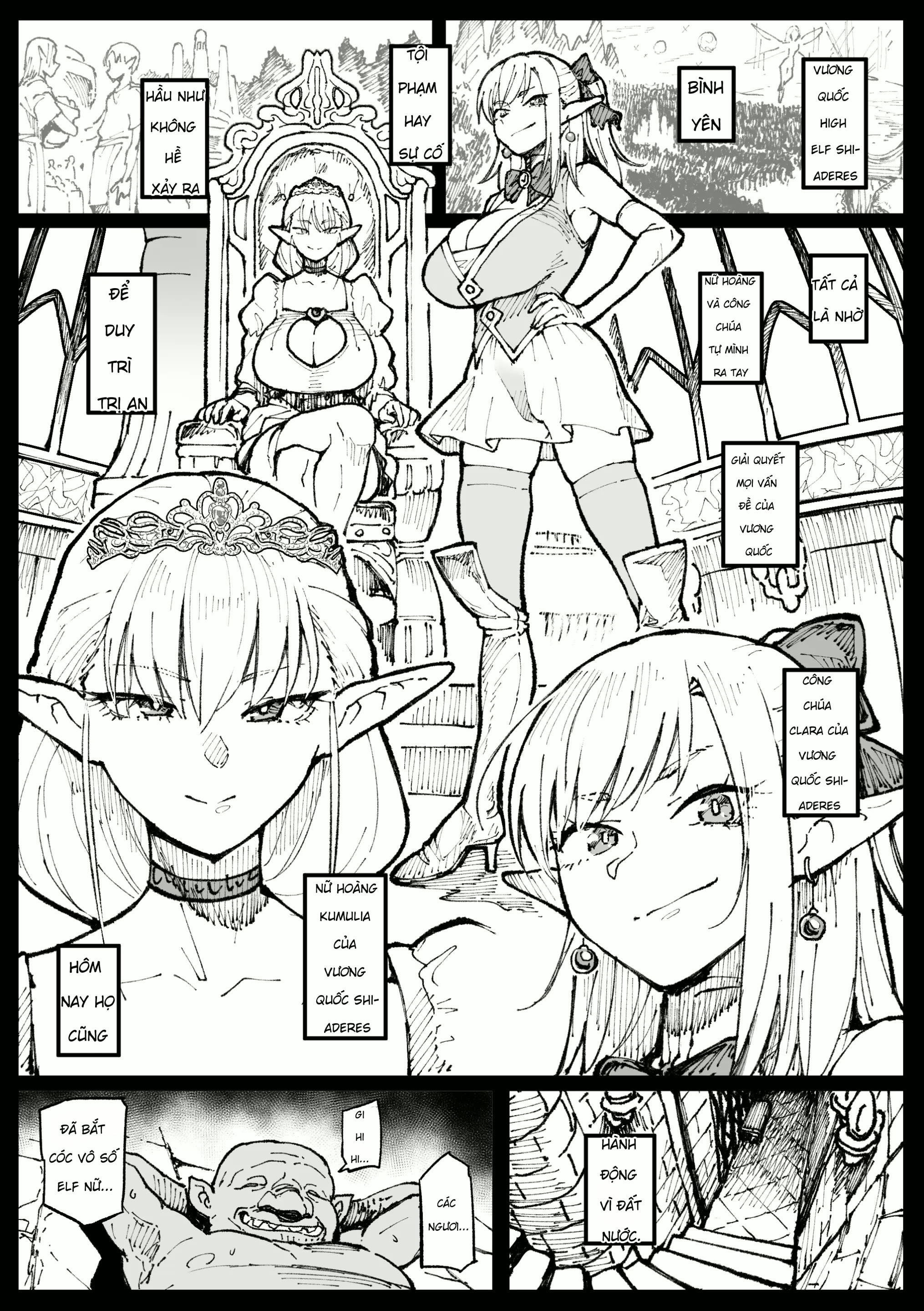 HentaiVN.net - Ảnh 3 - [Ahemaru] Câu chuyện về việc Nữ vương và Công chúa tộc High Elf trừng trị tội phạm tình dục. - Chap 1