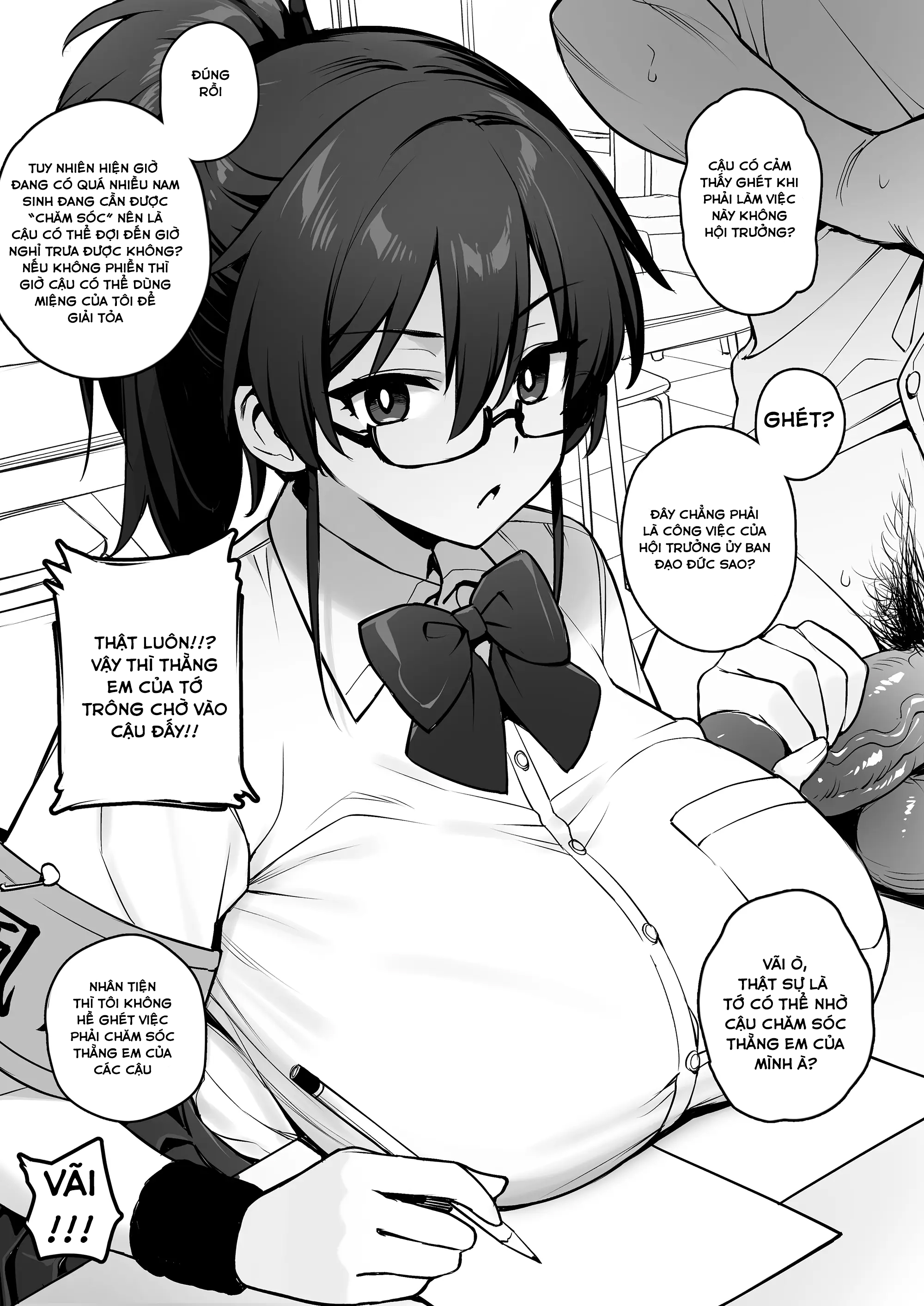 HentaiVN.net - Ảnh 8 - Atarashii Fuuki Iinchou wa Kyonyuu Sugiru Ken - Phần 1 - Full 4 chap