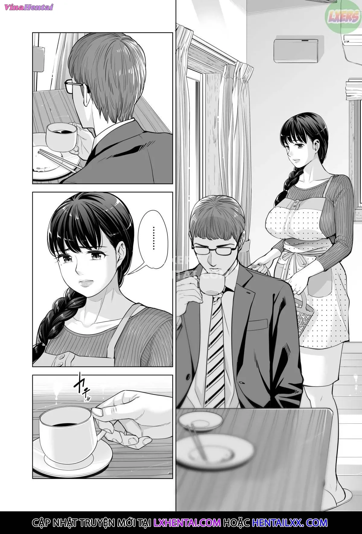 HentaiVN.net - Ảnh 8 - A Housewife Stolen By A Coworker Besides Her Blackout Drunk Husband [Tsukiyo No Midare Zake (Zenpen) Moonlit Intoxication; Tsukiyo No Midare Zake (Kouhen) Moonlit Intoxication] - Chap 2