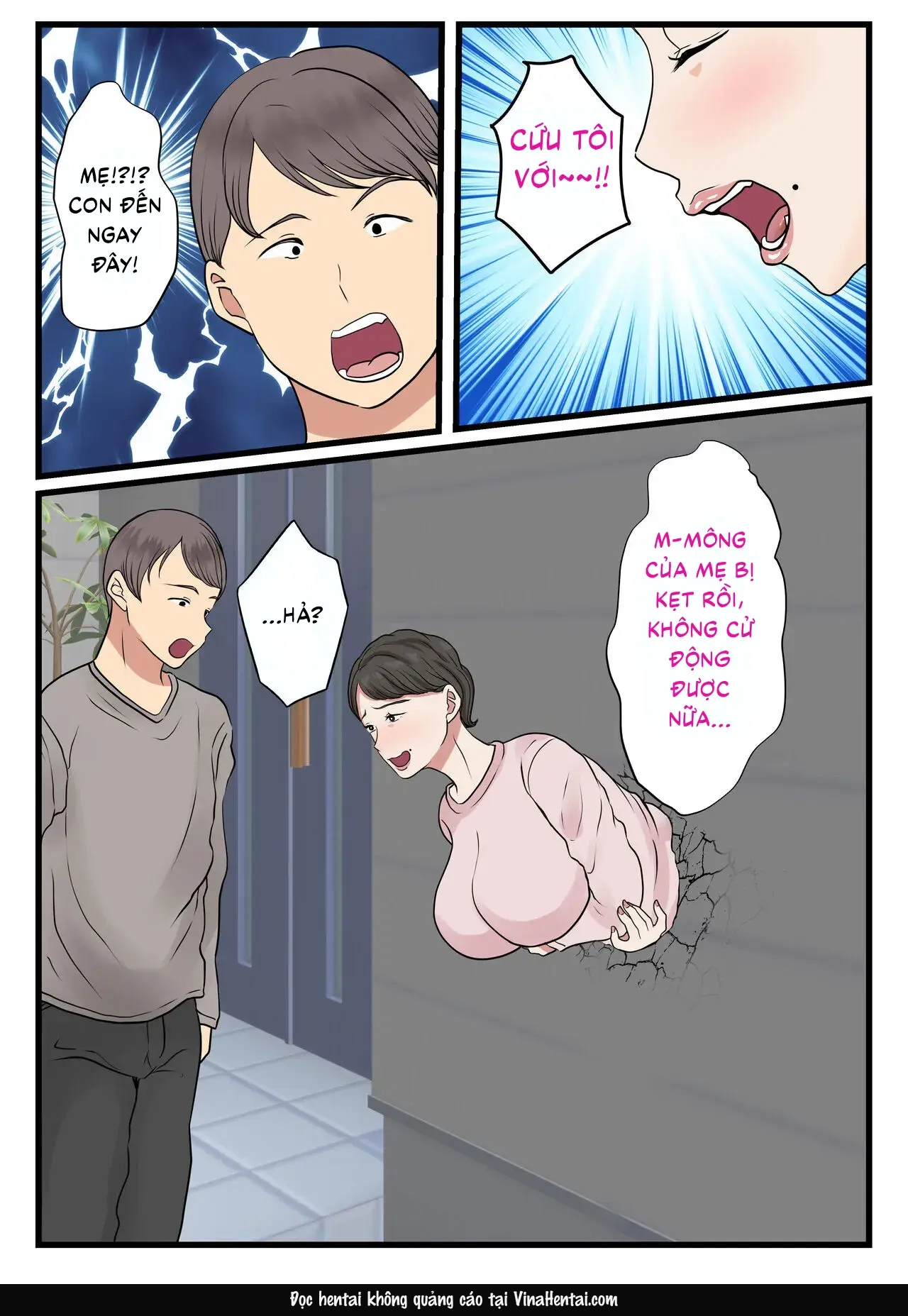HentaiVN.net - Ảnh 9 - Mẹ tôi bị kẹt vào tường và không thể cử động... - Oneshot