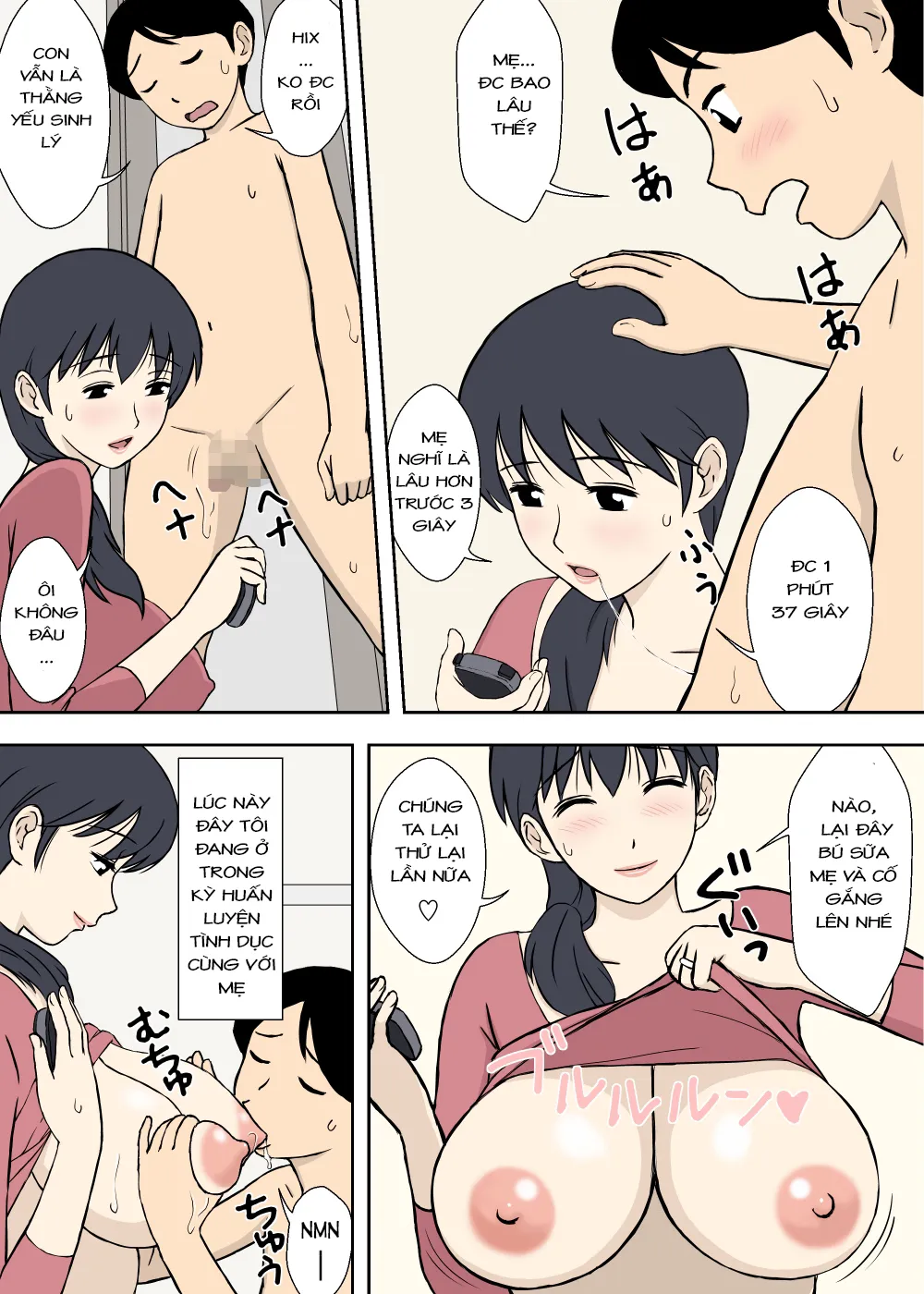HentaiVN.net - Ảnh 9 - Huấn luyện tình dục cùng mẹ [Mama to Ero Neri; Sex Training With Mama!] - Oneshot