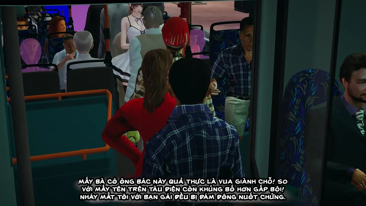 HentaiVN.net - Ảnh 13 - Cô bạn gái Tiểu Vy bị ngốc của tôi. - Chapter 4.1: Quấy rối trên xe buýt