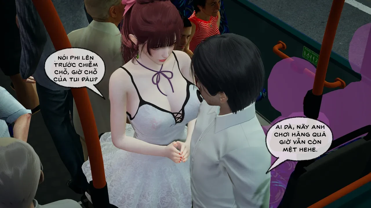HentaiVN.net - Ảnh 14 - Cô bạn gái Tiểu Vy bị ngốc của tôi. - Chapter 4.1: Quấy rối trên xe buýt