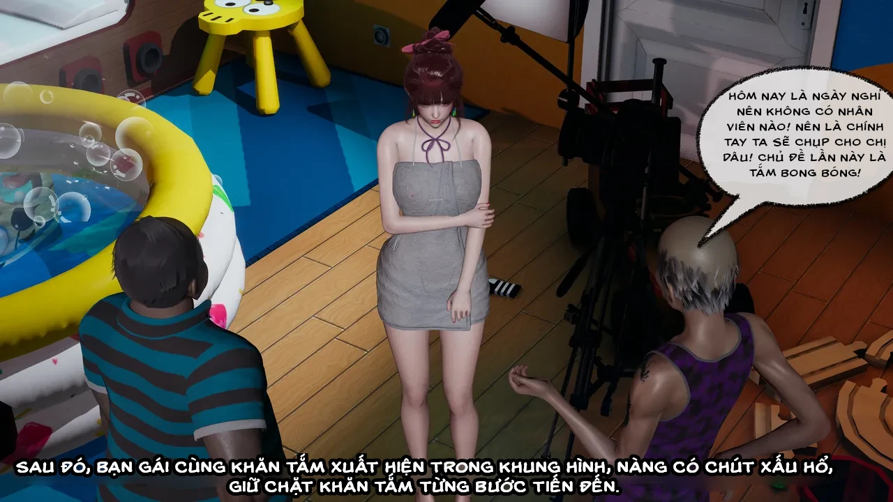 HentaiVN.net - Ảnh 28 - Cô bạn gái Tiểu Vy bị ngốc của tôi. - Chapter 5.4: Chụp ảnh hồ bơi (p1)