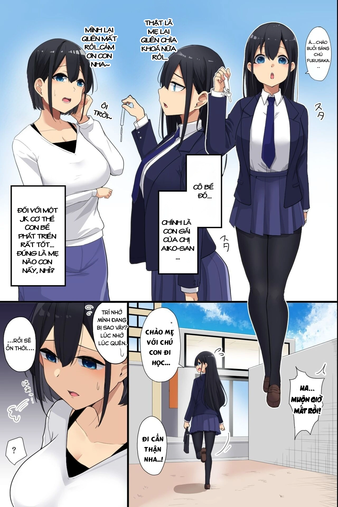 HentaiVN.net - Ảnh 6 - Otonari no Bakunyuu Oyako o Appli de Kouryaku! Seiso Na Miboujinzuma mo Muku na Seifuku Musume mo Ore ga Kowasu!! - oneshot