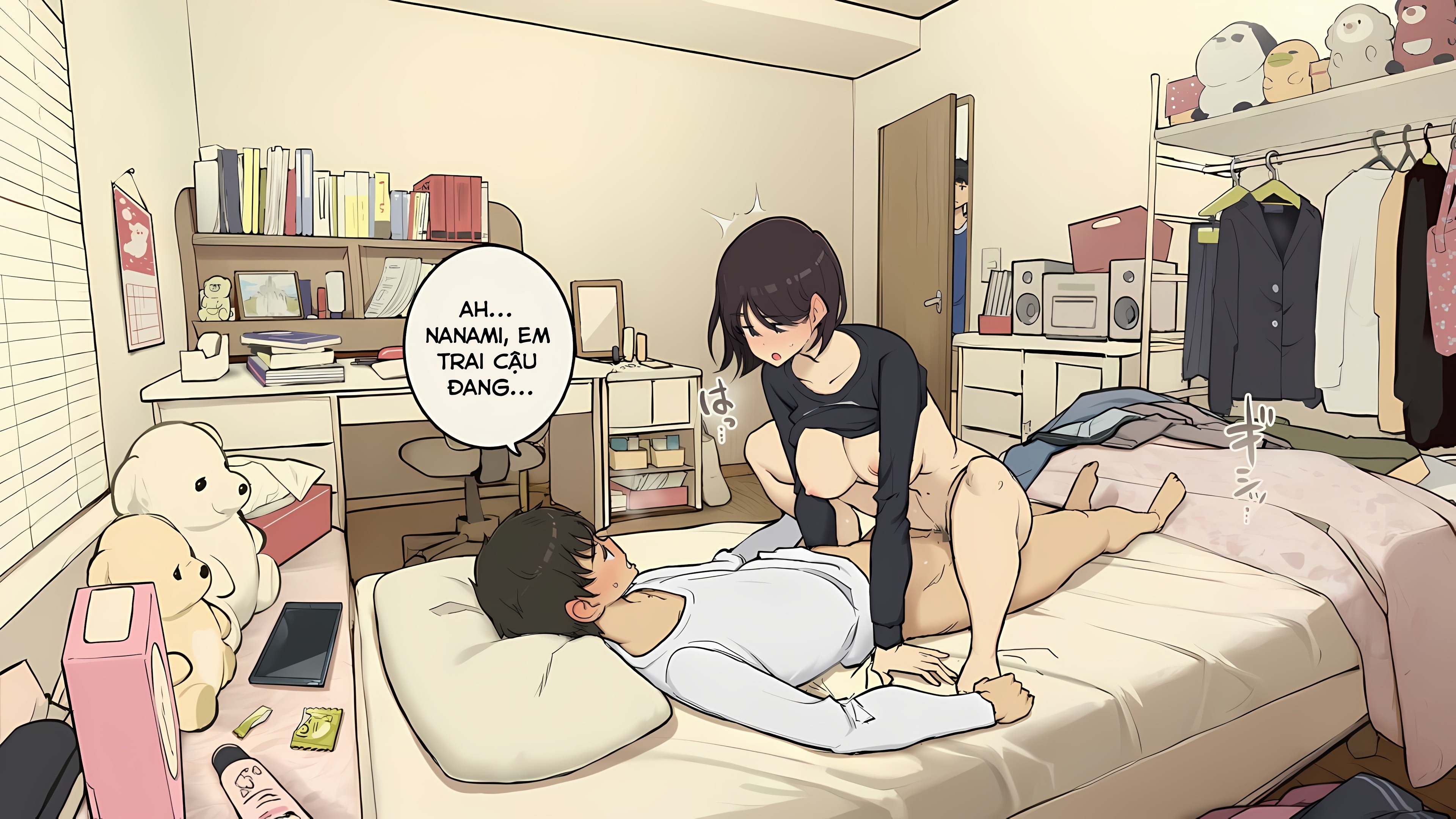 HentaiVN.net - Ảnh 17 - Thời học sinh cố gắng làm tình trong phòng riêng khi cả gia đình vẫn ở nhà - Phòng của Nanami