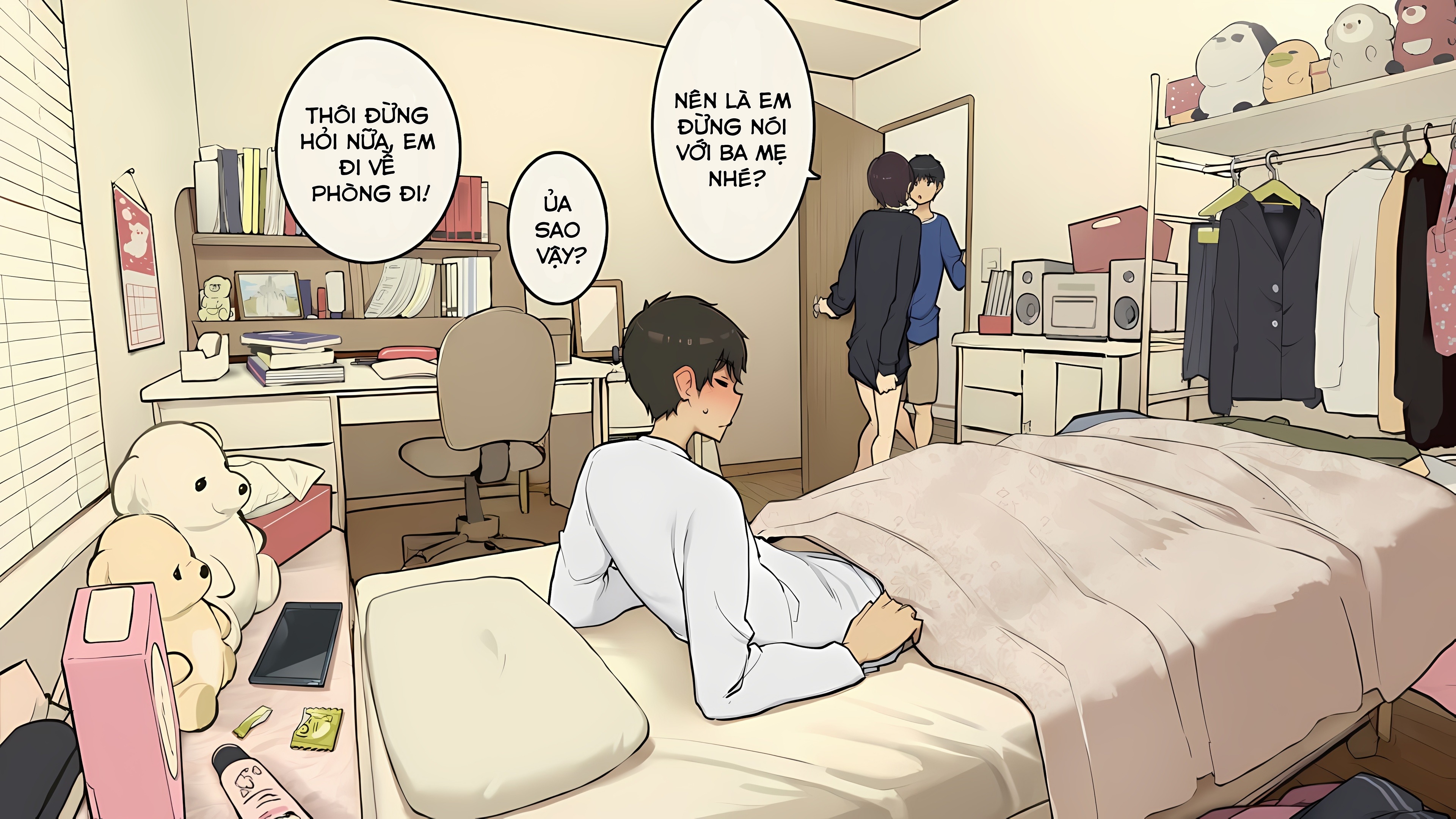 HentaiVN.net - Ảnh 19 - Thời học sinh cố gắng làm tình trong phòng riêng khi cả gia đình vẫn ở nhà - Phòng của Nanami