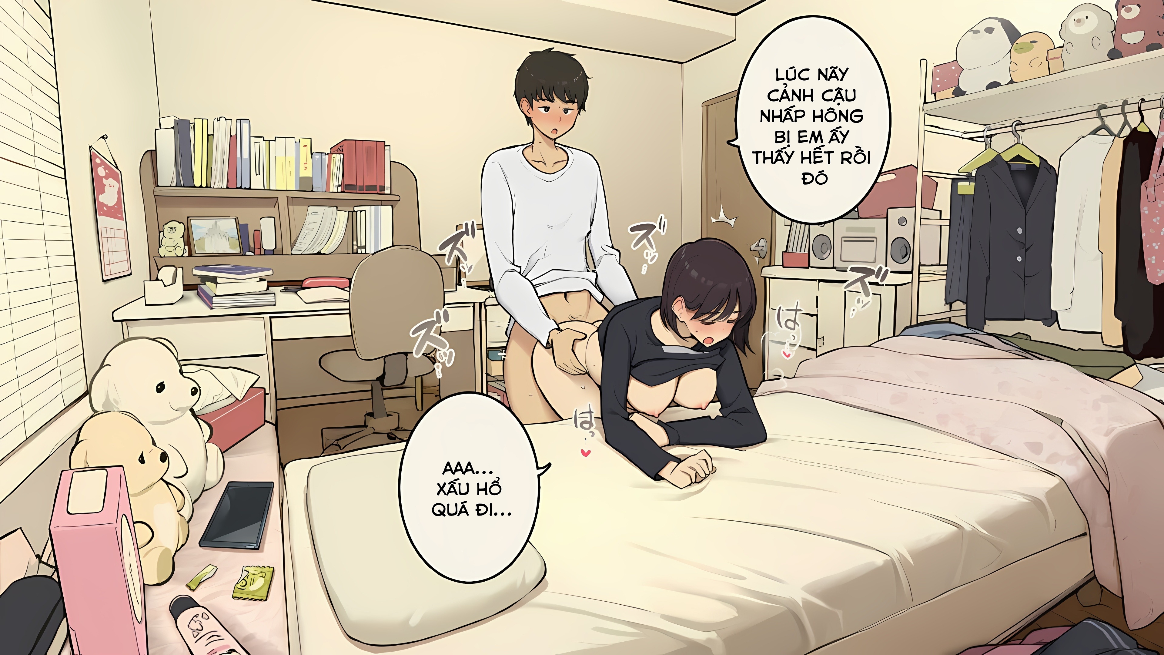 HentaiVN.net - Ảnh 20 - Thời học sinh cố gắng làm tình trong phòng riêng khi cả gia đình vẫn ở nhà - Phòng của Nanami