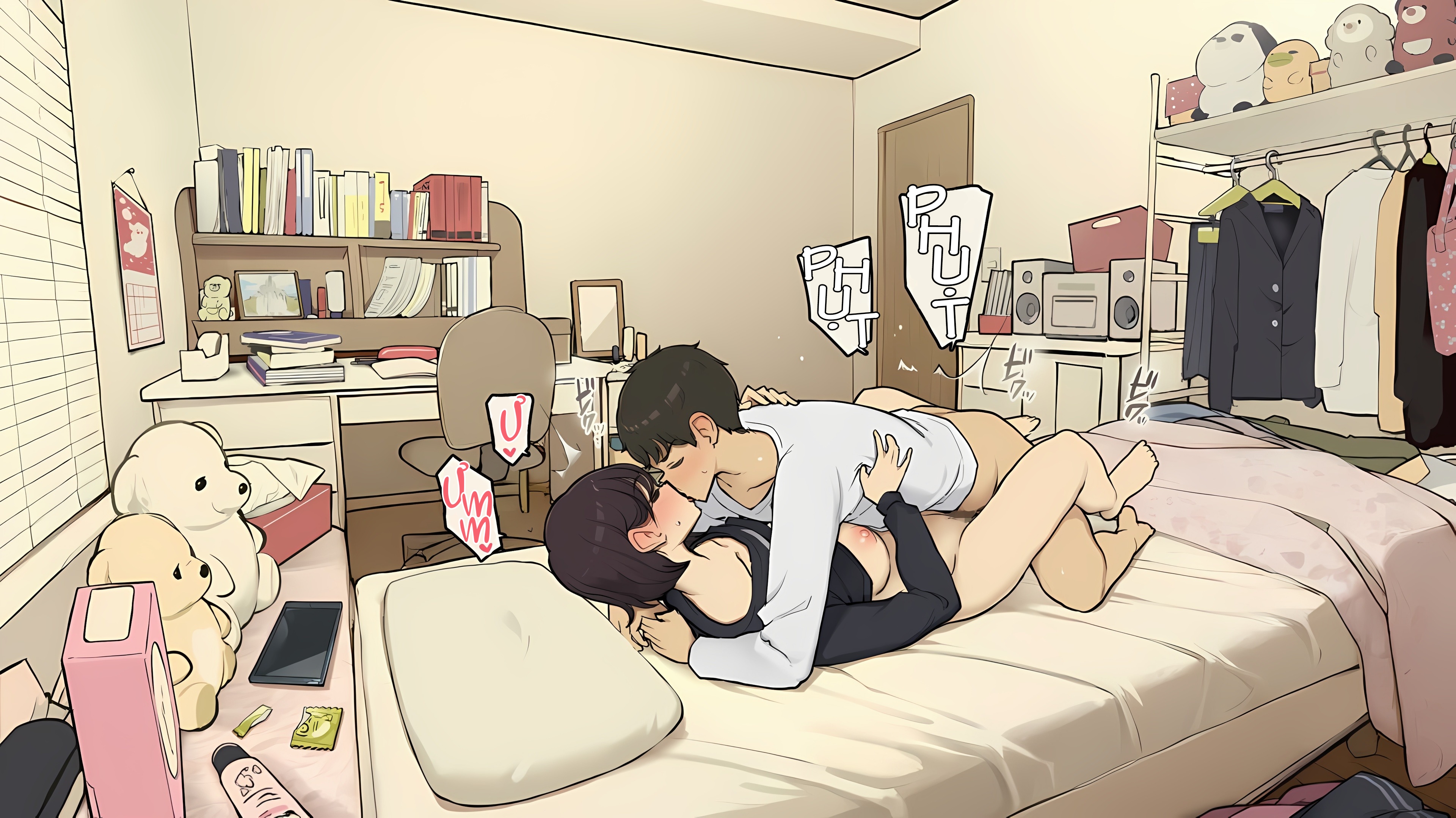 HentaiVN.net - Ảnh 23 - Thời học sinh cố gắng làm tình trong phòng riêng khi cả gia đình vẫn ở nhà - Phòng của Nanami